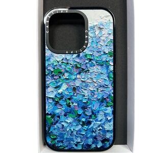 Casetify Compact iPhone 14 Pro Case Nantucket Blue Hydrangeas Clear Purple